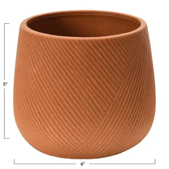 Hello Honey&reg; 6" Terracotta Finish Stoneware Flower Pot {6}