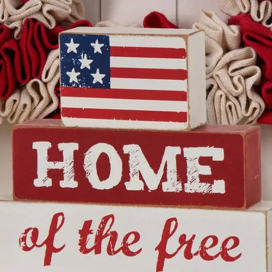 Glitzhome&reg; 8.5" Wooden Patriotic Sign Table D&eacute;cor {6}