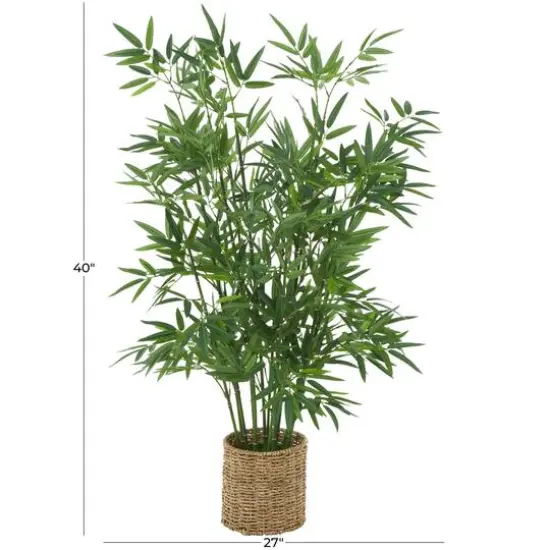 40" Green Realistic Foliage Plant in Brown Seagrass Pot {5}