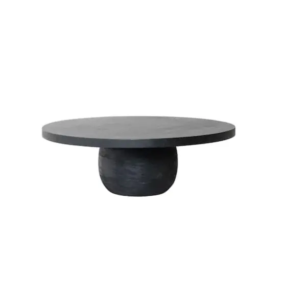 Hello Honey&reg; 15" Black Round Mango Wood Pedestal {4}