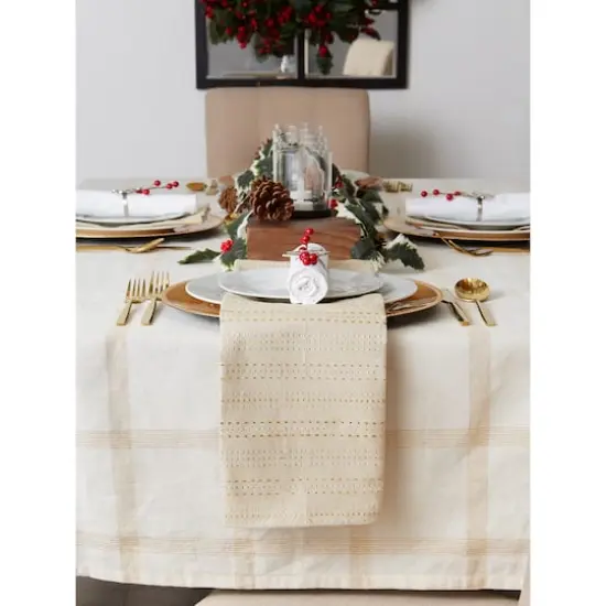 DII&reg; 120" Gold Lurex Plaid Tablecloth {6}