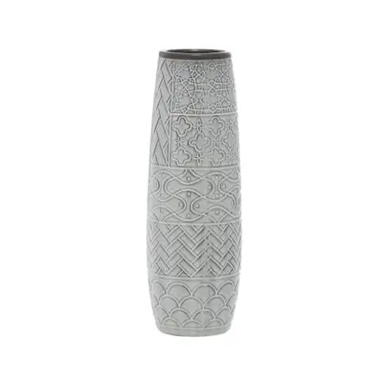 16" Gray Stoneware Eclectic Vase {1}