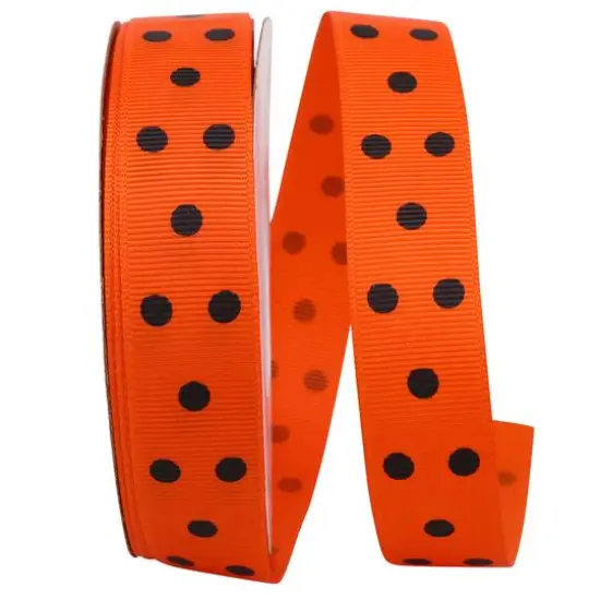 The Ribbon Roll 7/8" x 25yd. Grosgrain Halloween Polka Dots Ribbon {1}