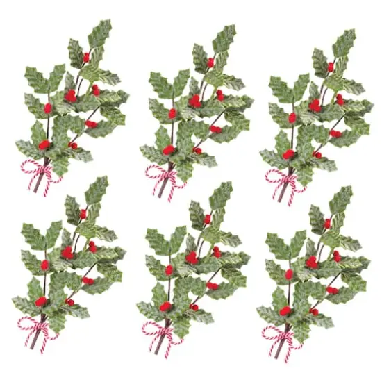 22.5" Frosted Fabric Holly Berry Sprays, 6ct. {1}