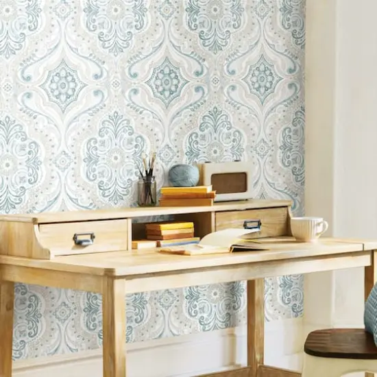 RoomMates Bohemian Damask Peel & Stick Wallpaper Yellow and Teal {4}