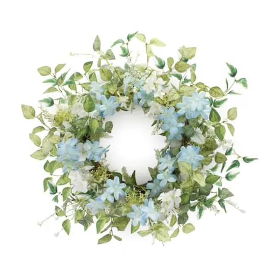 23" Light Blue Mini Blossom Floral Wreath {1}