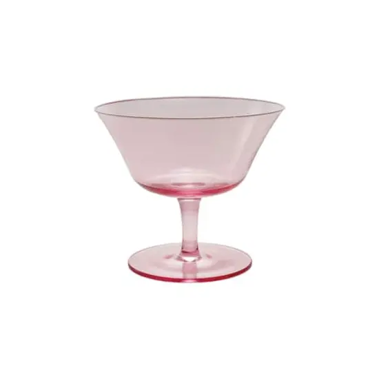 Hello Honey 8-Ounce Stemmed Coupe Glass with White Rim, Pink, Set of 4 {1}