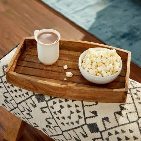 Rustic Brown Mango Wood Rustic Tray Set {9}