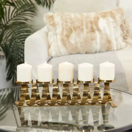 20" Gold Contemporary Candle Holder {7}