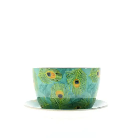 4.5'' Peacock Feather Teacup Planter {6}