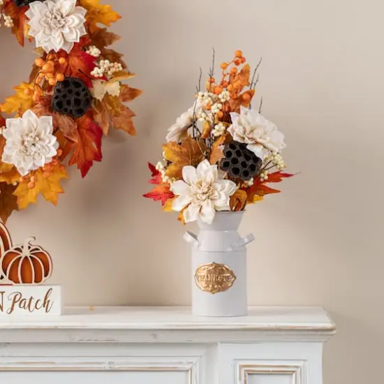 Glitzhome® 22" Fall Dahlia, Lotus Pod and Berry Centerpiece {3}