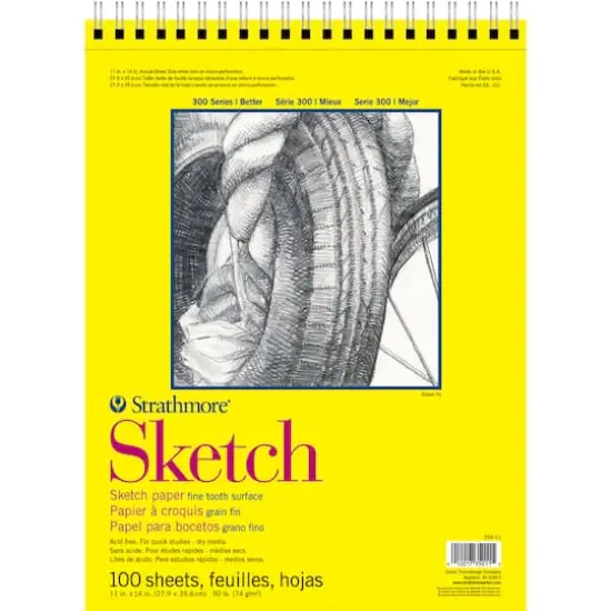 Strathmore Sketch Paper Pad, 300 Series, Spiral-Bound, 100 Sheets, Spiral-Bound, 11" x 14" {1}