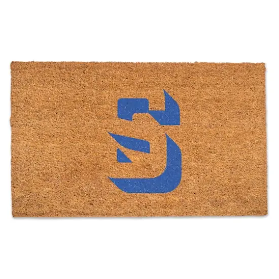 Blue Shadow Monogram Natural Coir Doormat {1}