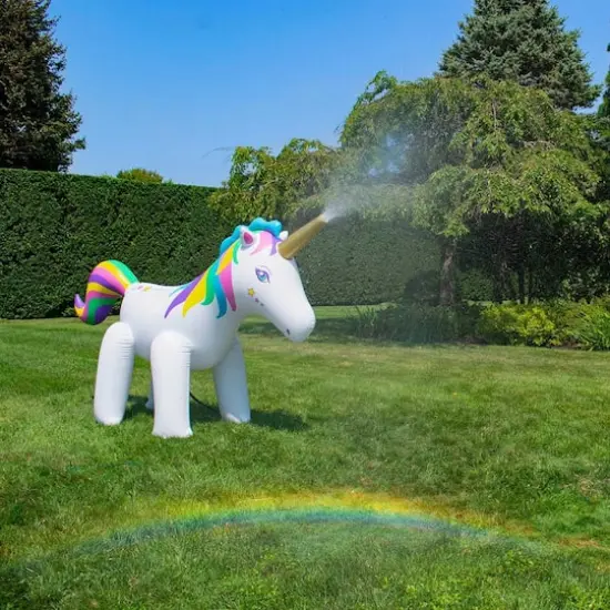 Swimline 6ft. Rainbow Unicorn Outdoor Inflatable Lawn Sprinkler {3}