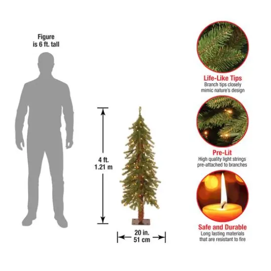 4 ft. Pre-Lit Hickory Cedar Artificial Christmas Tree, Clear Lights {5}