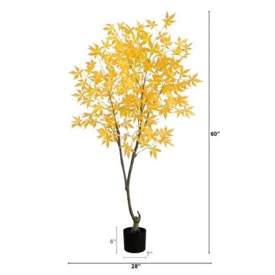 5ft. Yellow Autumn Maple Artificial Potted Tree {8}