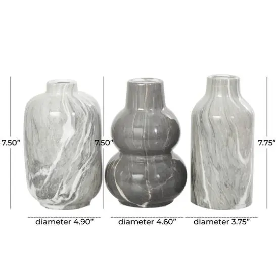 Gray Marble Inspired Ceramic Vase Set {7}