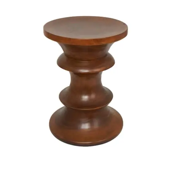22" Brown Wood Geometric Accent Table {4}