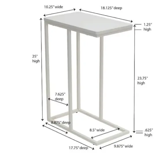 Household Essentials 25" Jamestown C-Shaped End Table White {7}
