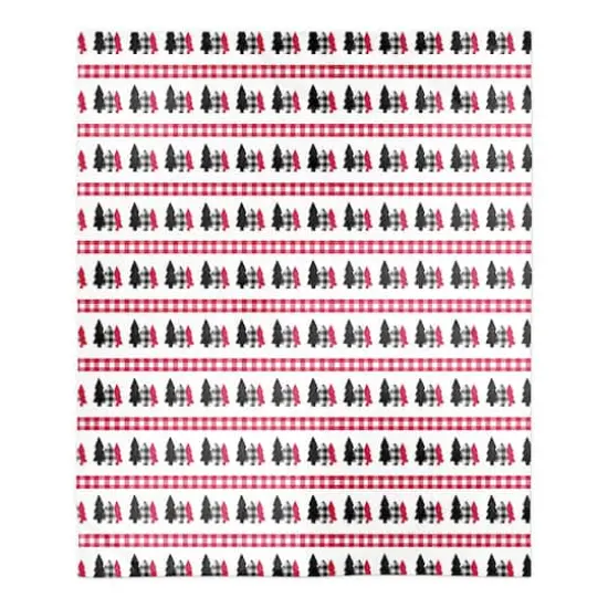 Plaid Tree Pattern 50x60 Sherpa Fleece Blanket {1}