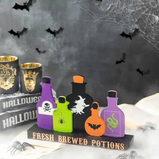 Glitzhome&reg; 14" Halloween Poison Bottles Table D&eacute;cor {4}