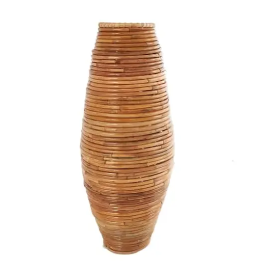 28" Brown Rattan Handmade Wrapped Vase {4}