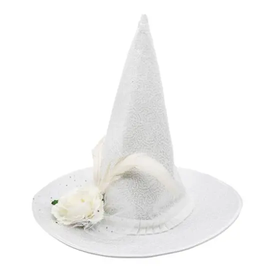 White Witch Hat with Feather & Flower by Celebrate It&trade; {3}