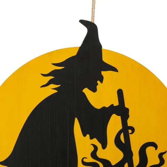 Glitzhome&reg; 30" Black & Orange The Witch Is In Halloween Yard Stake {6}