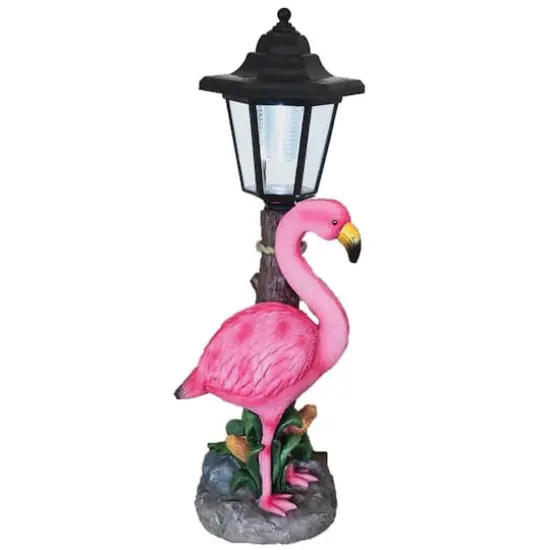 Santa's Workshop 16" Flamingo Solar Light Post {1}