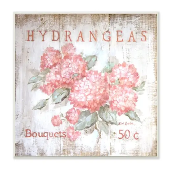 Stupell Industries Pink Hydrangeas Florals Vintage Farmhouse Advertisement Flower Bouquets,12" x 12" {1}