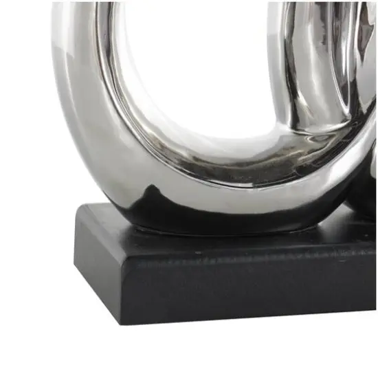 12" Silver Abstract Family Figures Decorative Sculpture with Black Rectangular Base {6}