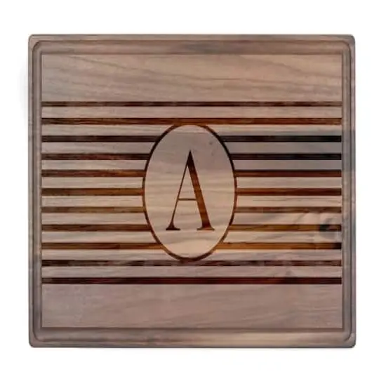 Stripe Monogram Walnut Cutting Board A {1}