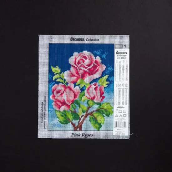 Orchidea Needlepoint Canvas For Halfstitch Without Yarn Pink Roses - Printed Tapestry Canvas {3}