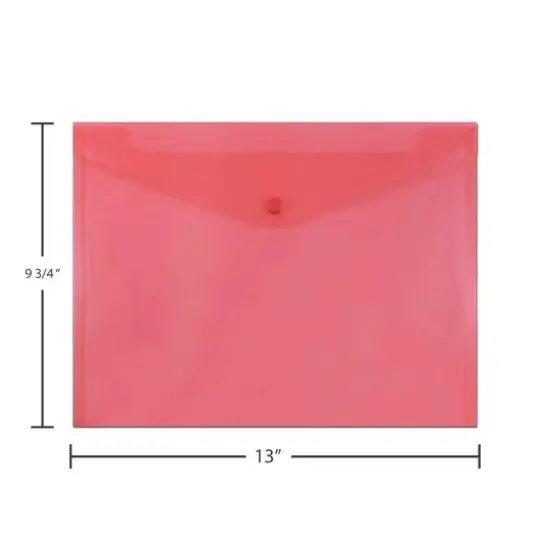 JAM Paper 9.75" x 13" Plastic Snap Closure Envelopes, 12ct. Red {6}
