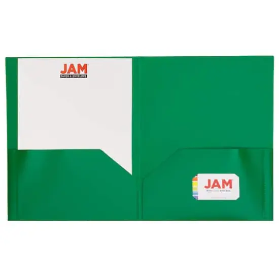 JAM Paper 9.5" x 11.5" Plastic 2 Pocket School POP Folders, 6ct. Green {6}
