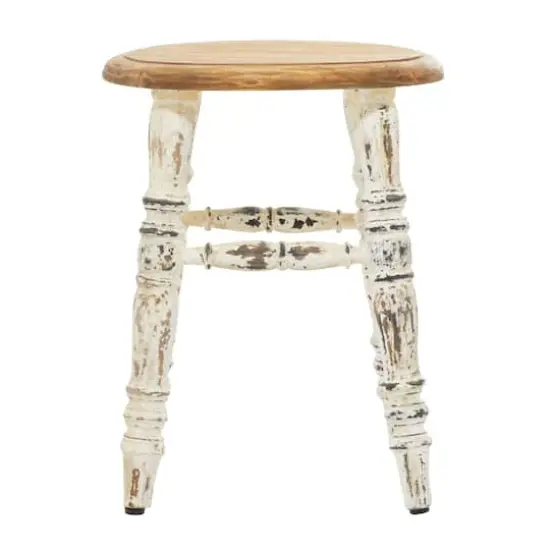 18" White Wood Farmhouse Stool {3}