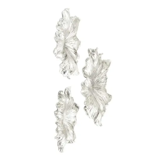 Silver Polystone Eclectic Floral Wall D&eacute;cor Set {3}