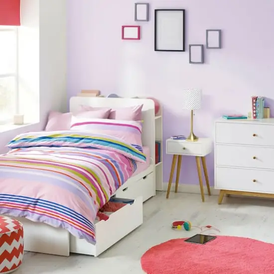 Simple Designs 21.5" Tapered Gold Table Lamp with Fabric Drum Shade Polka Dot {7}