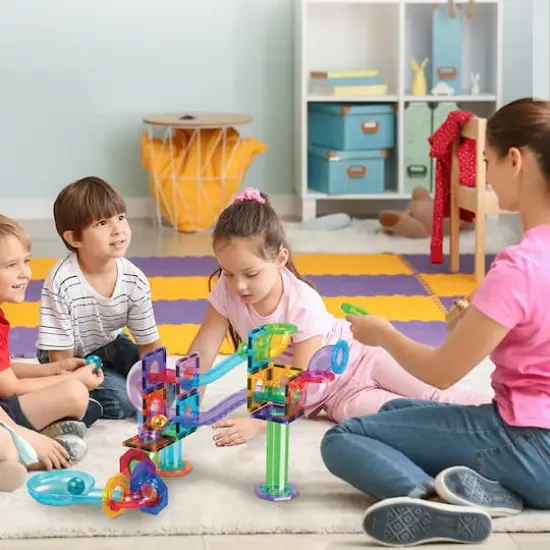 PicassoTiles® 60 Piece Marble Run Building Block Connecting Set {5}