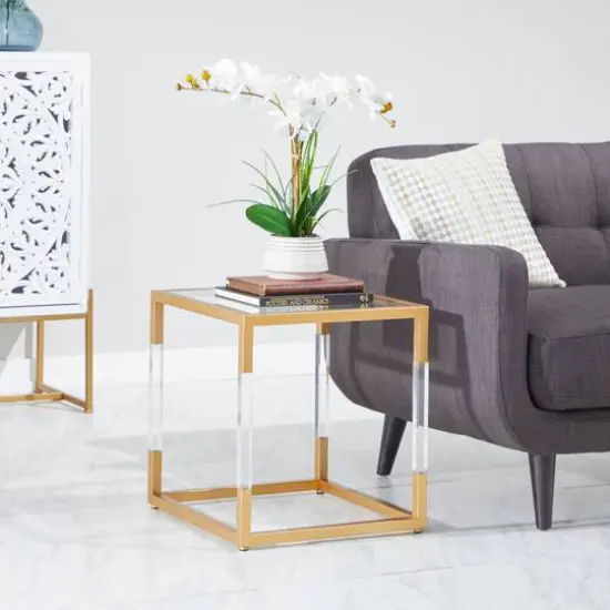 20" Gold Modern Acrylic Accent Table {6}