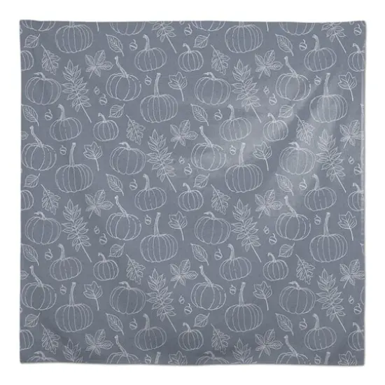 58" Autumn Pumpkins On Blue Tablecloth {1}