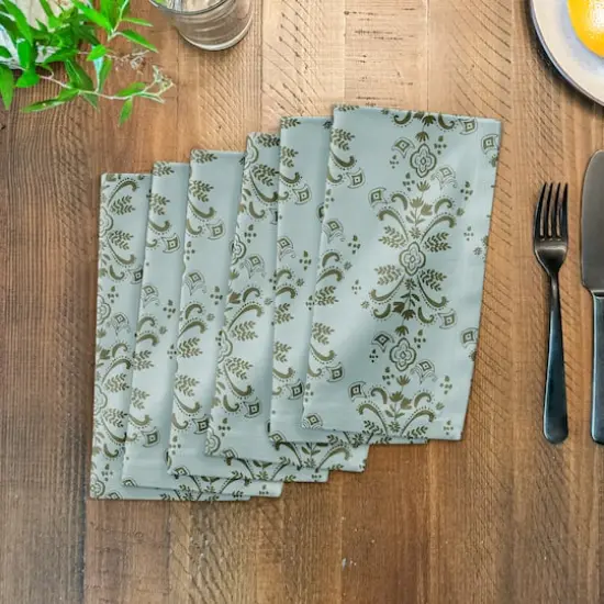Floral Crest Cotton Twill Napkin Green {4}