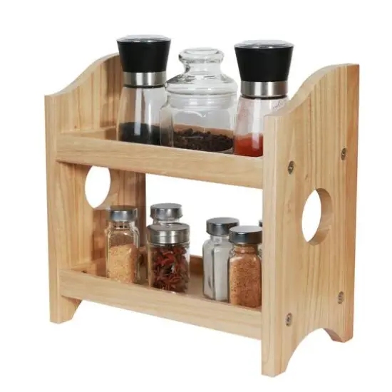 NEX&trade; 2-Tier Wood Spice Rack Countertop Organizer Light Natural Brown {2}