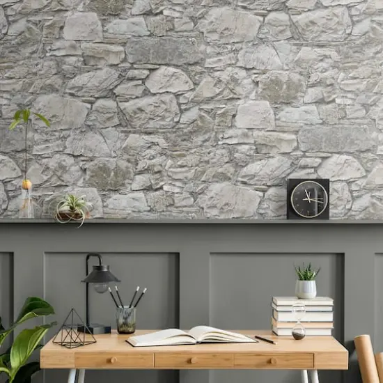 Surface Style Stone's Throw Peel & Stick Wallpaper Flax {4}