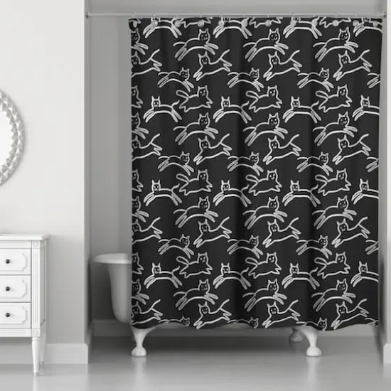 Kitty Shower Curtain Black {3}