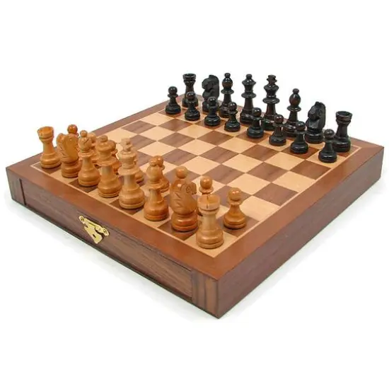 Toy Time Walnut Inlaid Magnetized Chess Set {3}