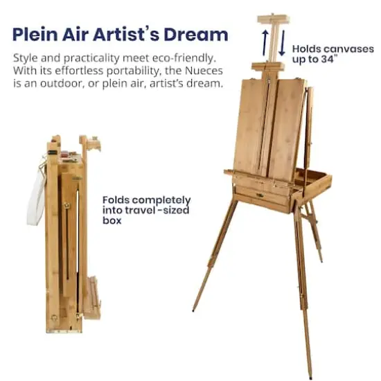 Pacific Arc French Box Bamboo Studio Easel with Storage {4}
