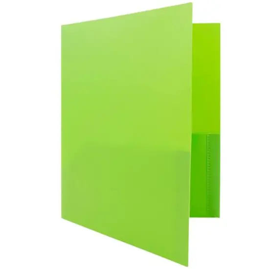 JAM Paper 9.5" x 11.5" Plastic 2 Pocket School POP Folders, 6ct. Lime Green {6}