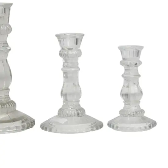 Clear Glass Candle Holder Set {5}