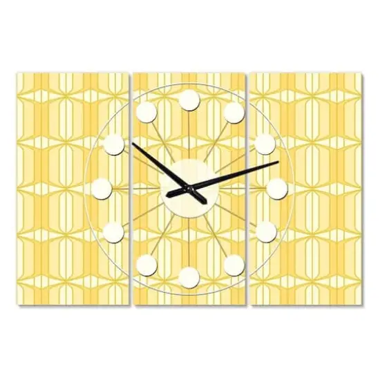 Designart Retro Ornamental Design III Oversized Mid-Century Modern Multipanel Wall Clock {1}